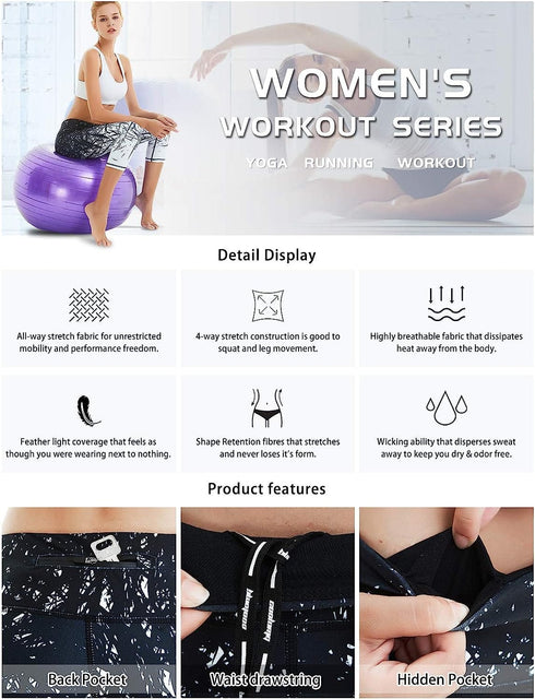 Women's Yoga Pants Printed Running Tights,Workout Running Leggings Tummy Control
